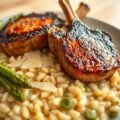 Lamskoteletjes met risotto asperges