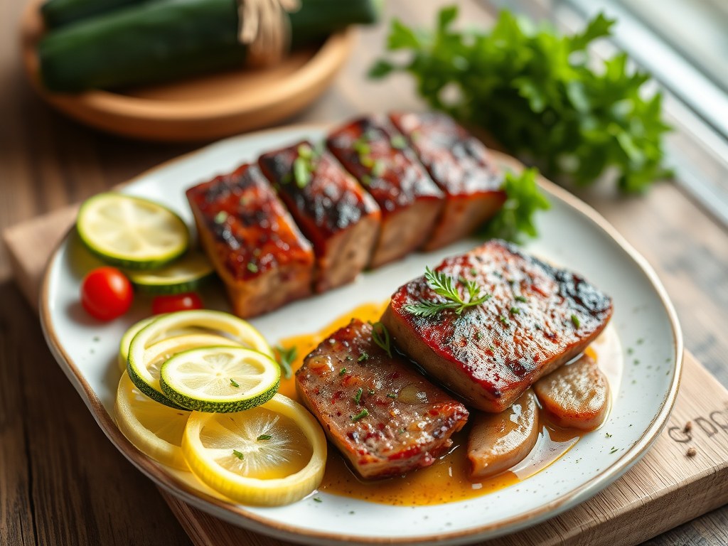 Lamsrack en lamsfilet met een sjalottenpepersaus, AI-gegenereerde illustratie