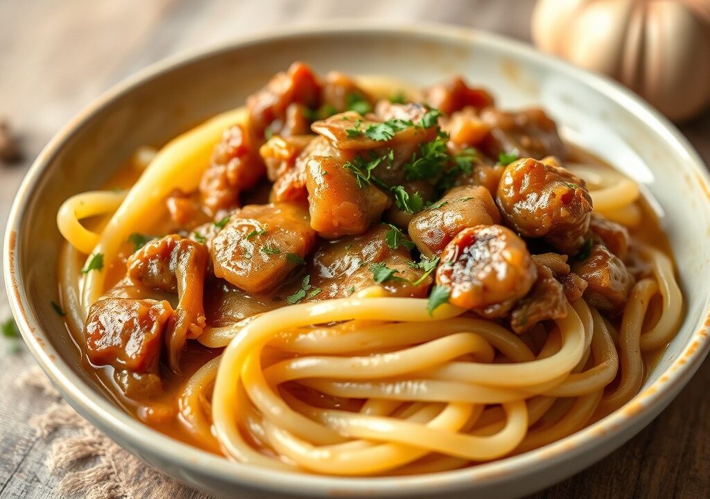 Lamsragout met primeurgroentjes, AI-gegenereerde illustratie