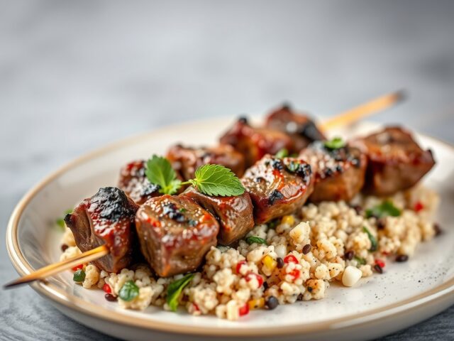 Lamsspies met munt en tabouleh