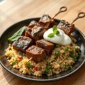 Lamsspies met munt en tabouleh