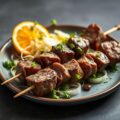 Lamsspies met venkel-sinaasappelsalade