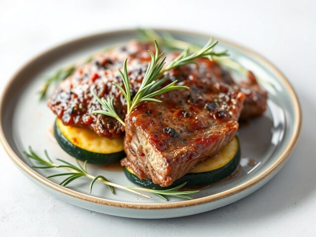 Lamsteak met rozemarijn en sandwichcourgette