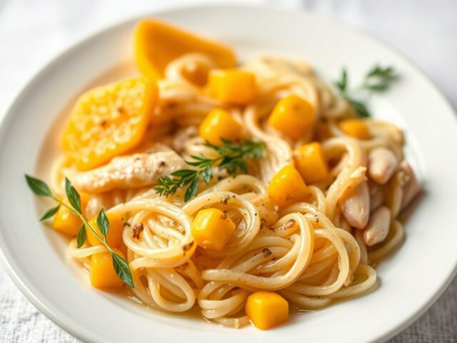 Lamsvlees met peultjes en mango