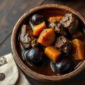 Lamsvlees met pruimen en zoete aardappels