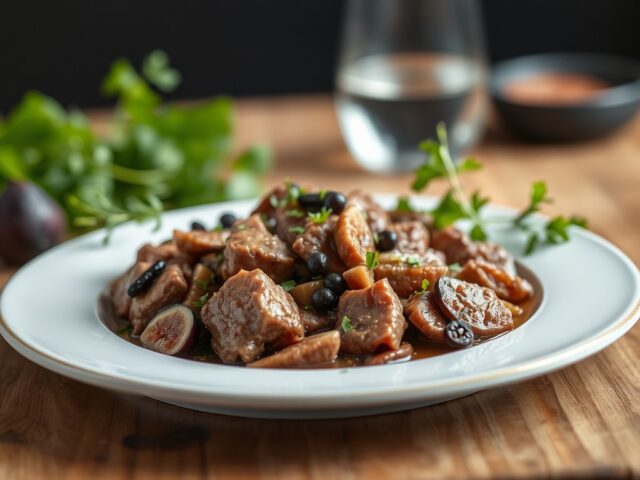 Lamsvleessalade met vijgensaus