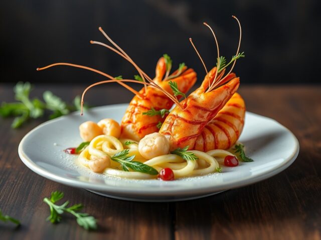 Langoustines met gekonfijt witlof
