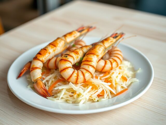Langoustines met gemarineerde wittekool