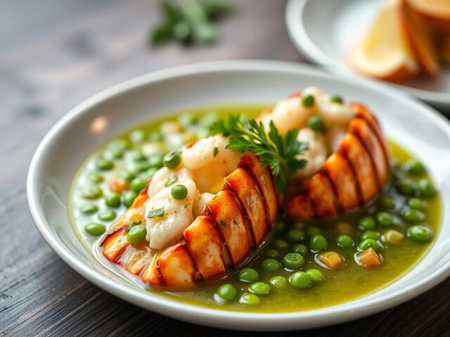 Langoustinestaartjes in groene saus