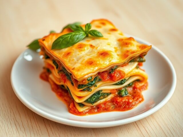 Lasagna met spinazie en kip