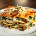 Lasagna met spinazie,ricotta en champignons