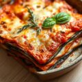 Lasagna van aubergine en twee soorten kaas