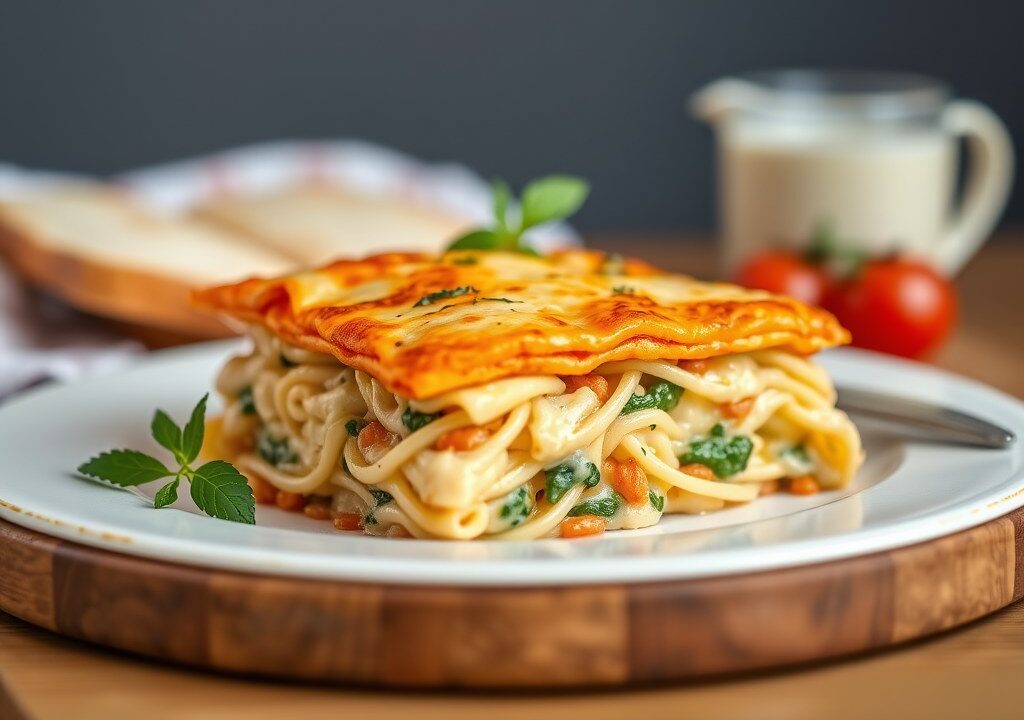 Lasagna van penne, AI-gegenereerde illustratie