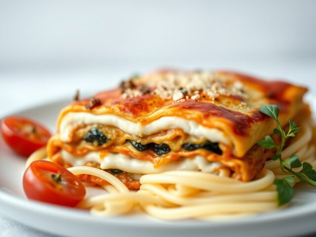 Lasagne met 3 kazen — AI-gegenereerde illustratie