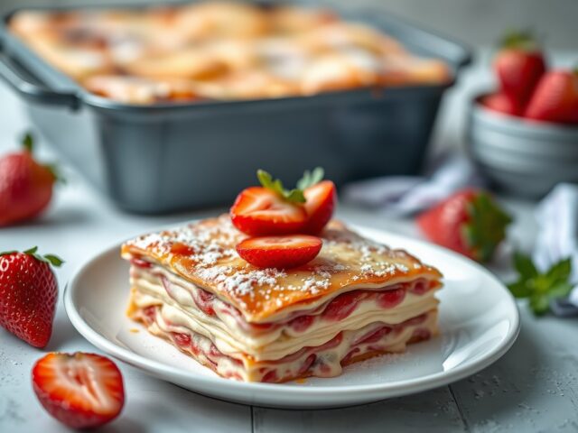 Lasagne met aardbeien