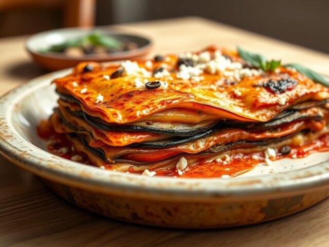 Lasagne met aubergine en tomaat