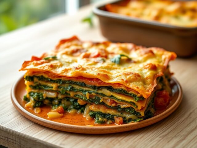 Lasagne met boerenkool en tomaat