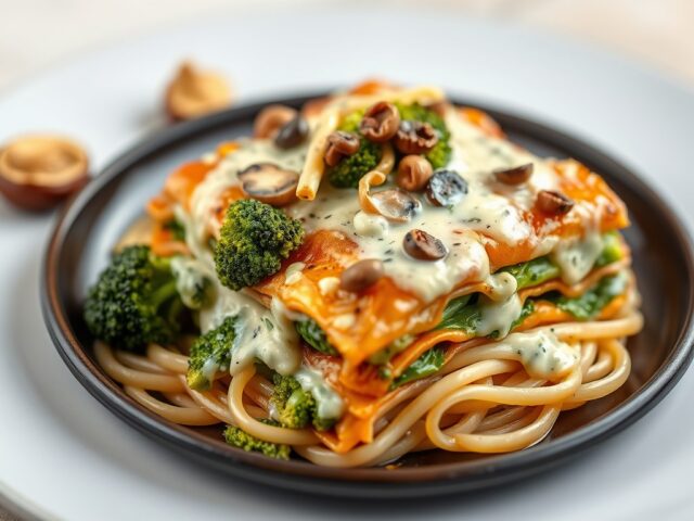 Lasagne met broccoli en gorgonzola-saus