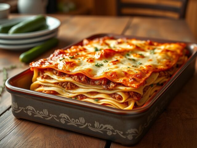 Lasagne met courgette en ui