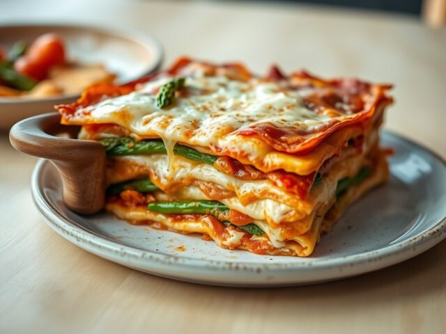 Lasagne met kip en asperges