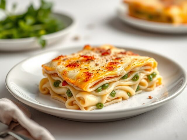Lasagne met knolselder en parmezaan — AI-gegenereerde illustratie