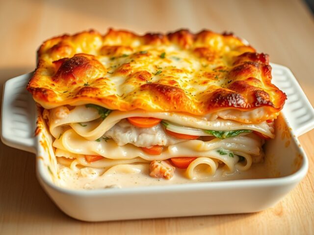 Lasagne met tongschar en zalm