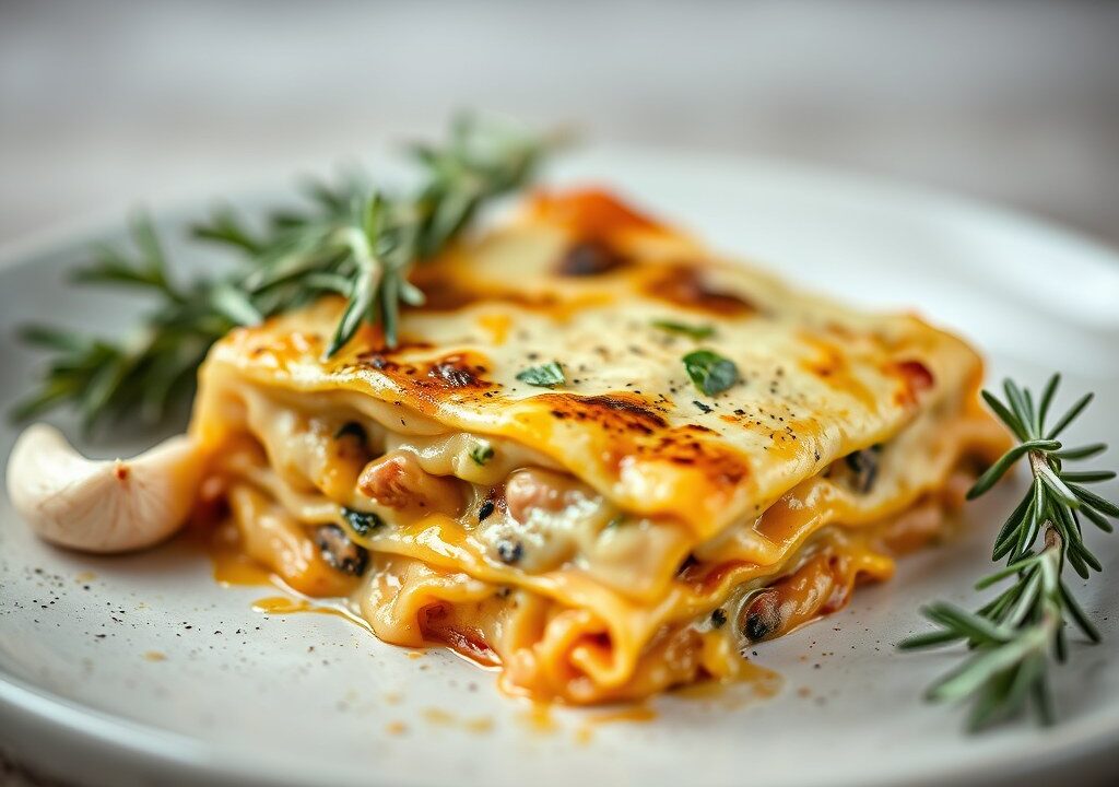Lasagne van boerderij lamsnek — AI-gegenereerde illustratie