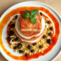 Lasagne van rode poon met Brugse Blomme, couscous en een coulis van paprika