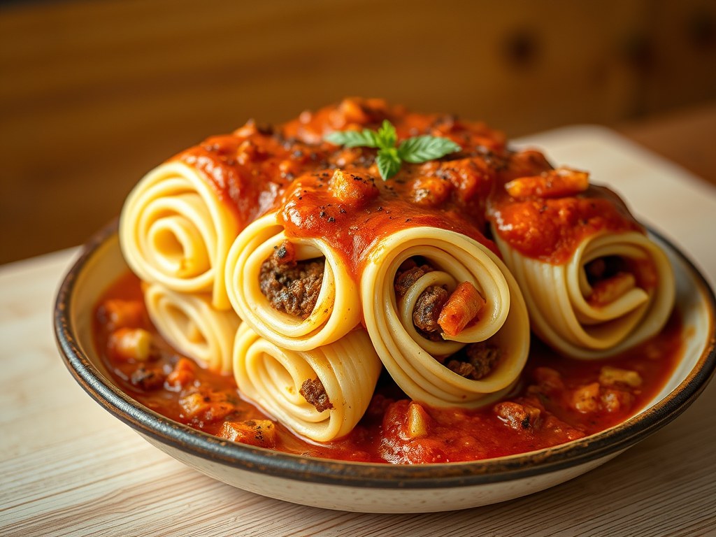 Lasagnerolletjes, AI-gegenereerde illustratie