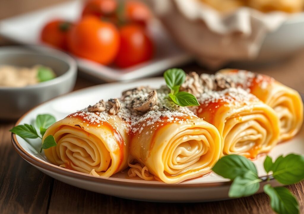 Lasagnerolletjes, AI-gegenereerde illustratie