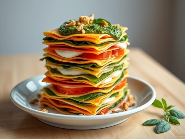 Lasagnetorentje met pesto