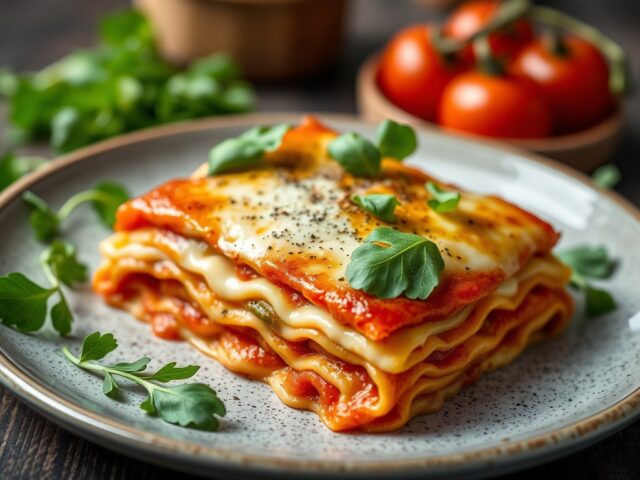 Lasagnette met mozzarella, tomaat en rucola