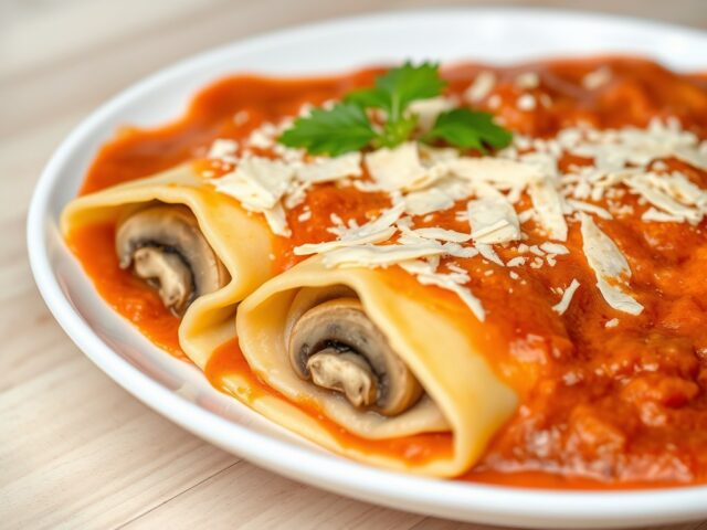 Lasagnevellen gevuld met oesterzwammen
