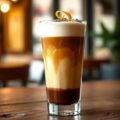 Latte macchiato met sinaasappellikeur