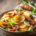 Lauwwarme andijviesalade met rookworst
