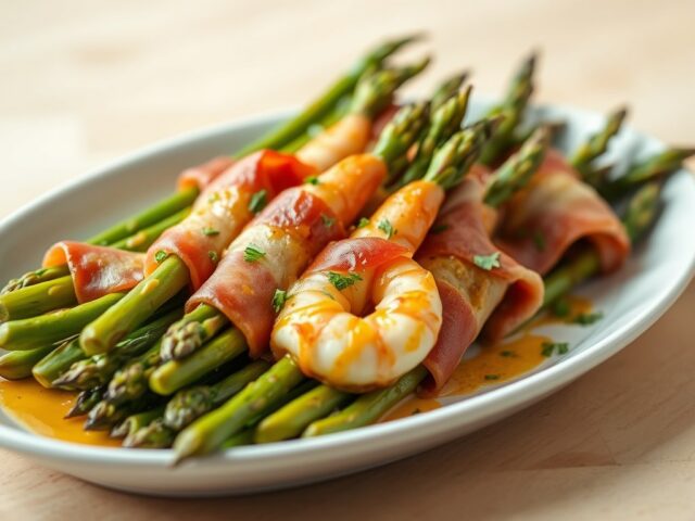 Lauwwarme asperges met scampi (zie opm)