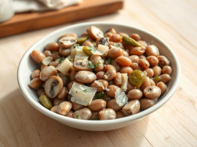 Lauwwarme bruine bonensalade