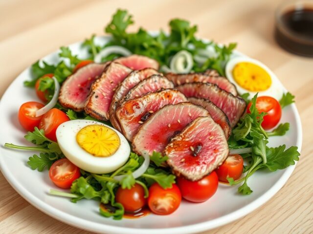 Lauwwarme salade van gegrilde tonijn