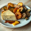 Lauwwarme taleggio met gegrilde courgette en gebak