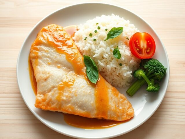 Lengfilet met verse dragon, Chinese rijst en tomaat