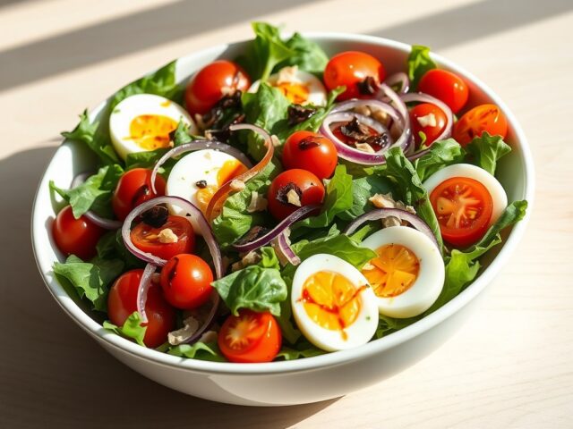 Lente-salade met ei en raapsteeltjes