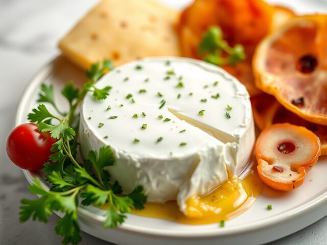 Lichte creme van brie met julienne van parmaham