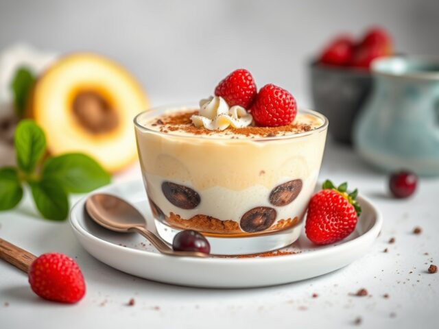 Lichte tiramisu (geschikt voor diabetispatiënten) — AI-gegenereerde illustratie