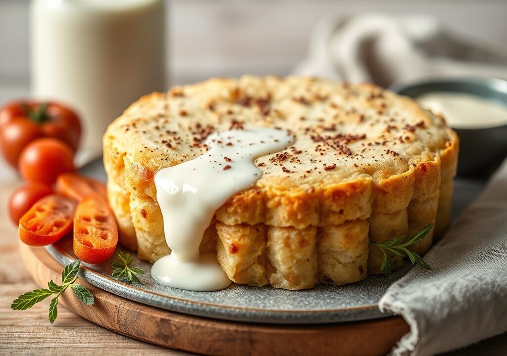 Lijnzaadbrood rond, AI-gegenereerde illustratie