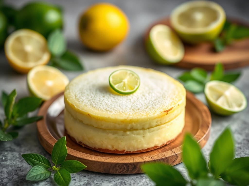 Limoen-citroensoufflé, AI-gegenereerde illustratie