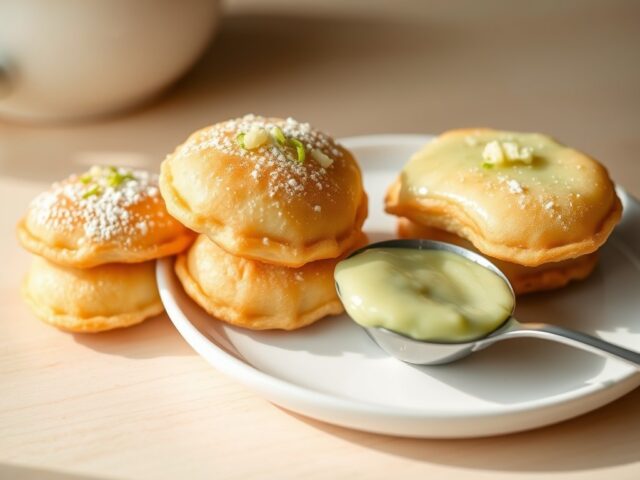 Limoen-en ricottabeignets met fruitpuree