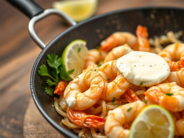 Limoengarnalen met aioli — AI-gegenereerde illustratie