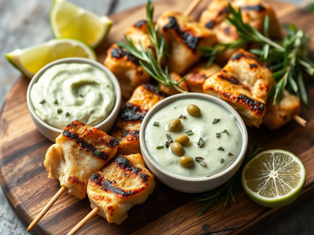 Limoenkipsate met olijvenmayonaise, AI-gegenereerde illustratie