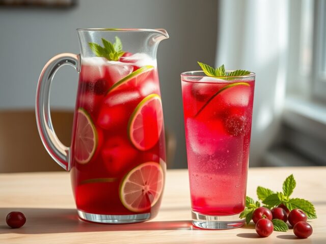 Limonade van veenbessen met limoen