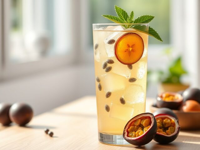 Limonade van vlierbloesem met passievrucht
